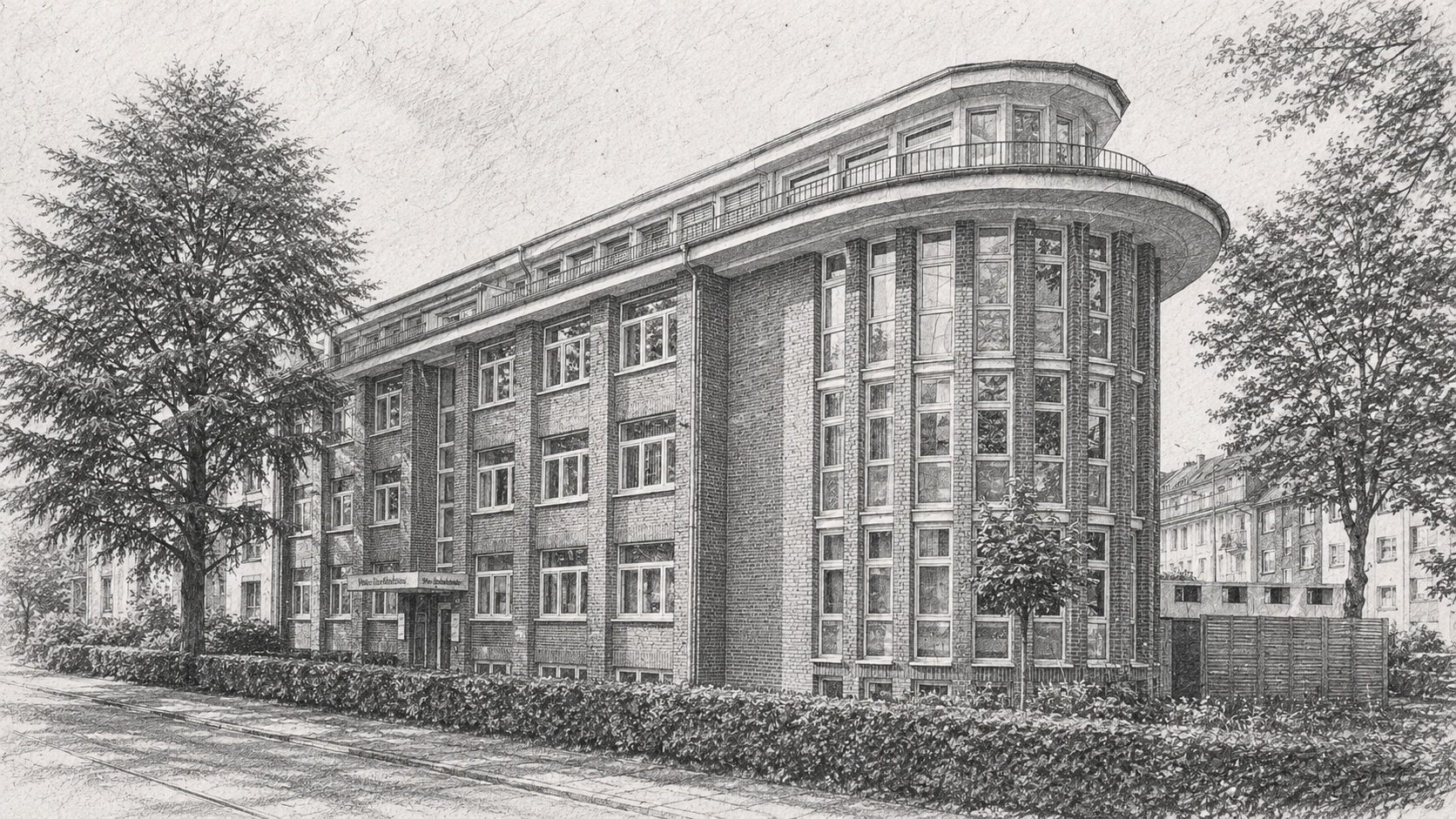 Zeichnung des Hauses der Bauindustrie, Uhlandstraße 56, Düsseldorf